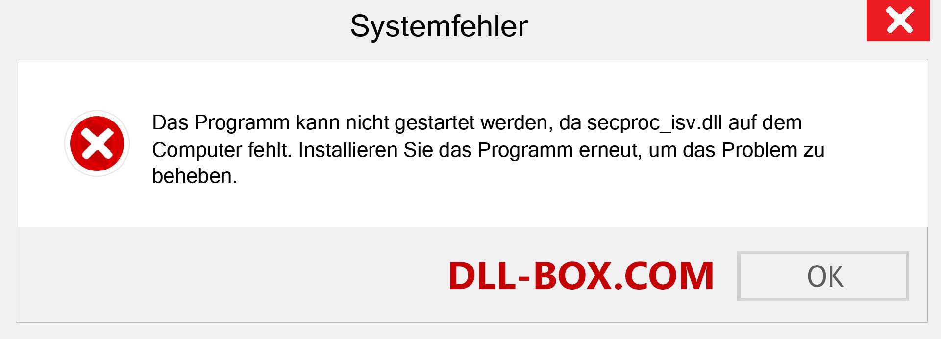 secproc_isv.dll-Datei fehlt?. Download für Windows 7, 8, 10 - Fix secproc_isv dll Missing Error unter Windows, Fotos, Bildern